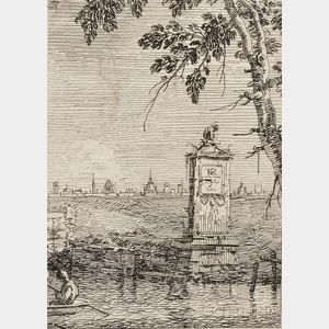 Three Venetian Views: Giovanni Antonio Canale called Canaletto (Italian, 1697-1768),The Little Monument