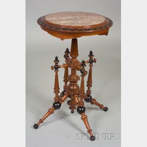 American Aesthetic Movement Parcel Gilt and Ebonized Mahogany and Marble-top Stand