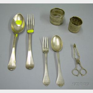 Seven Sterling Silver and .800 Fine Silver Tableware Items