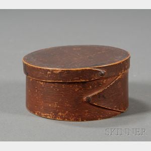 Small Round Red-painted Lapped-seam Covered Box