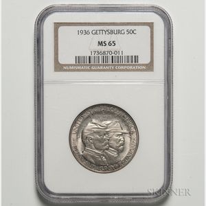 1936 Gettysburg Commemorative Half Dollar, NGC MS65. 