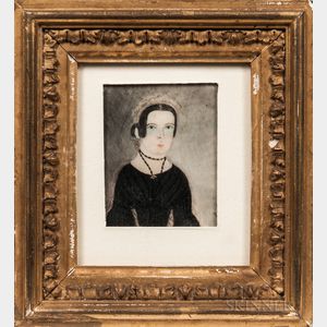 Attributed to Jane A. Davis (Connecticut/Rhode Island, 1821-1855) Portrait of a Woman Wearing a Black Necklace