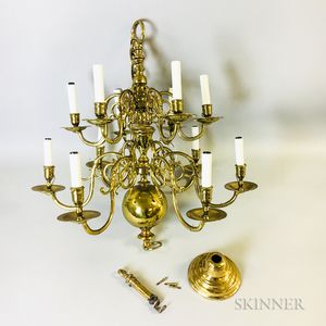 Dutch-style Brass Twelve-light Chandelier
