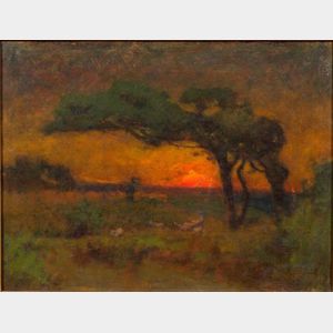 American School, 19th Century Sunset Landscape