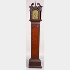 Diminutive Cherry Carved Tall Case Clock