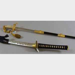 Decorative Samurai-style Sword and Decorative U.S. Navy Dress Sword