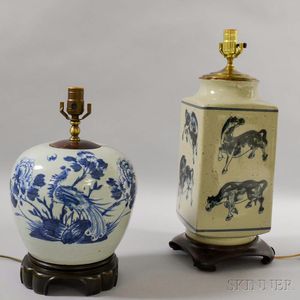 Two Chinese Blue and White Ceramic Vases