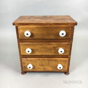 Miniature Country Maple and Poplar Three-drawer Chest