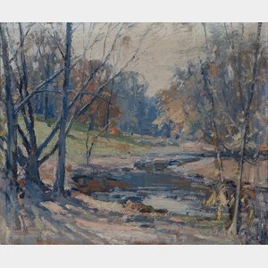 Camillo Adriani (American, 1908-1990) Landscape with Stream