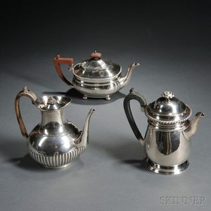 Three English Sterling Silver Tea and Coffeepots