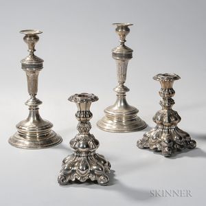 Two Pairs of Continental Silver Candlesticks