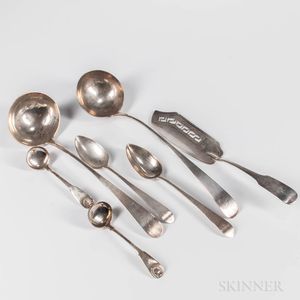Seven Pieces of George III Scottish Sterling Silver Flatware
