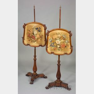 Pair of Victorian Rosewood and Needlepoint Firescreens