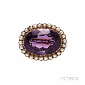 Antique Gold and Amethyst Brooch