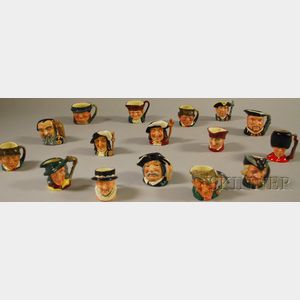 Sixteen Assorted Small Royal Doulton Ceramic Character Jugs