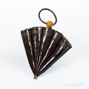Vintage Brown Leather Parasol Handbag