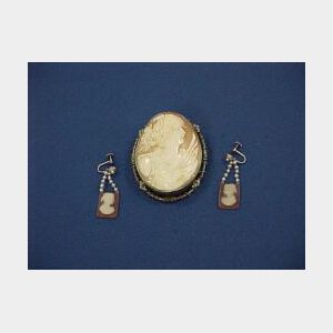 Cameo Brooch and Earrings.