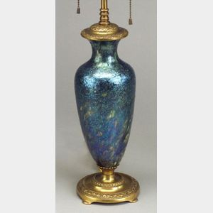 Tiffany Blue Cypriote Glass Table Lamp