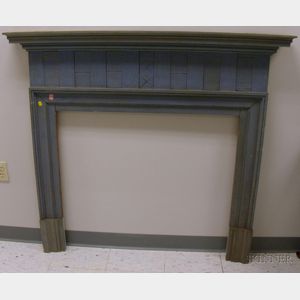 Blue-painted Wooden Mantel