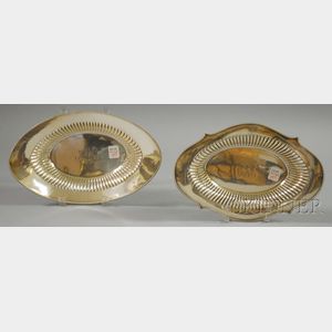 Two Fluted Beaded-edge Sterling Silver Bread Trays