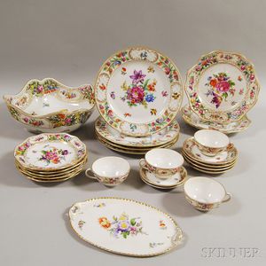 Twenty-three German Floral-decorated Ceramic Tableware Items