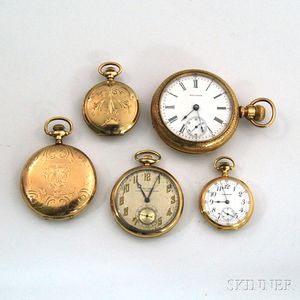 14kt Gold Lady's and Four Other Gold-filled Waltham Watches