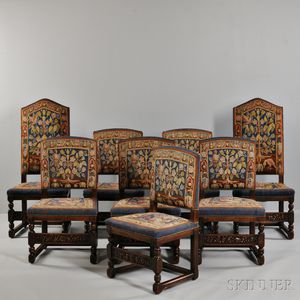 Set of Eight Renaissance-style Walnut Dining Chairs