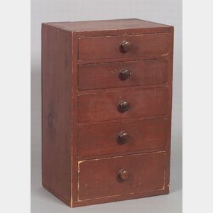 Small Red-painted Pine Cabinet