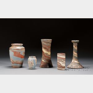 Five Niloak Pottery Vases