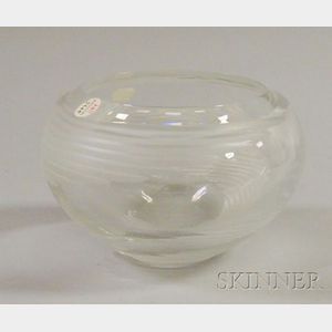 Modern Colorless Cut Art Glass Bowl