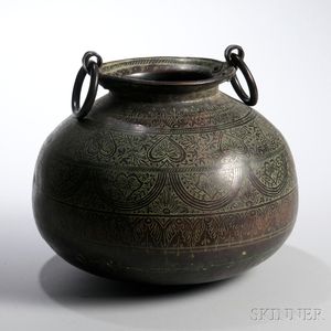 Large Bronze Handled Pot