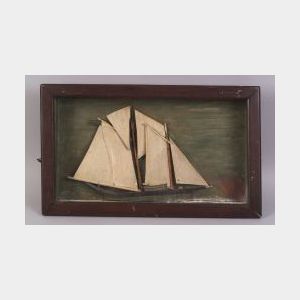 Carved and Painted Wooden Marine Shadowbox