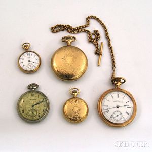 Lady's 14kt Gold and Four Other Gold-filled Waltham Watches
