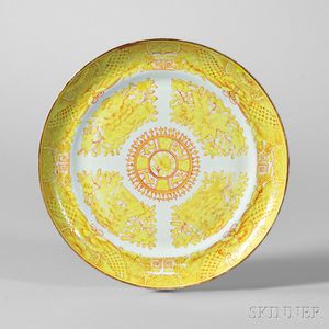 Yellow Fitzhugh Porcelain Dinner Plate