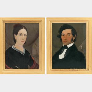 Attributed to William Matthew Prior (Massachusetts/Maine, 1806-1873),Pair of Portraits, Possibly a Portuguese Sea Captain and His Wife
