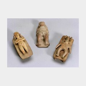 Three Pre-Columbian Pottery Bed Figures