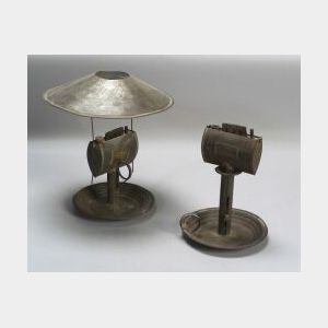 Two Ufford Tin Lard Oil Lamps