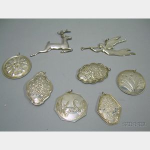 Eight Gorham Sterling Silver Christmas Ornaments