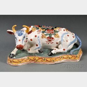 Dutch Delft Polychrome Decorated Cow