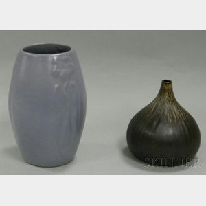 Glazed Molded Art Pottery Vase and Contemporary Studio Pottery Glazed Art Pottery Vase