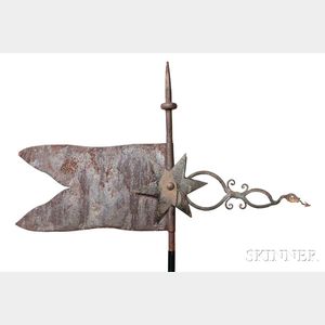 Sheet and Wrought Iron Flag and Snake Weathervane
