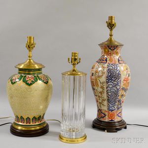 Three Ceramic and Glass Table Lamps