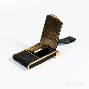 Vintage Black Suede and Brass All-in-one Compact