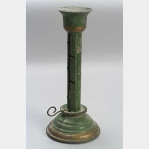 Green Painted Adjustable Tin Candlestick
