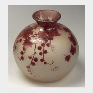 Legras Cameo Glass Bulbous Vase