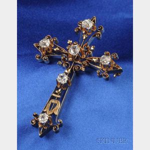 Antique 14kt Gold and Diamond Cross