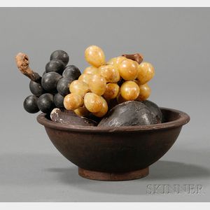 Small Cast Iron Bowl with Five Pieces of Stone Fruit