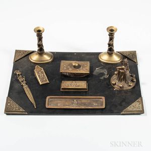 Extensive "Dartmoor Pixie" Cast Bronze Desk Set