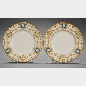 Pair of Mintons Pate-sur-Pate Decorated Porcelain Service Plates