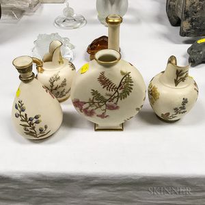 Five Royal Worcester Floral-decorated Porcelain Vessels